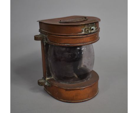 A Vintage Brass Mounted Copper Ships Masthead Lamp, 17cm high 