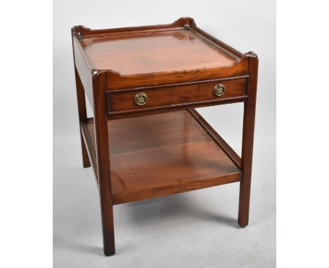 A Mahogany Galleried Two Tier Occasional Table with Single Drawer and Stretcher Shelf, 50x61x63cm High 