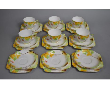 A Grafton China Floral Decorated Tea Set to comprise Six Cups, Nine Saucers and Eight Side Plates 