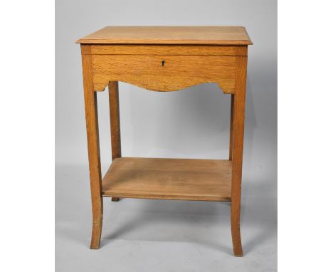 A Mid 20th Century Oak Tift Top Canteen Table with Stretcher Shelf, No Cutlery, 50cms by 36cms 