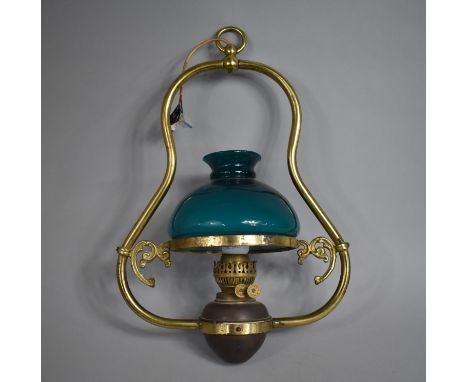 A Mid 20th Century Victorian Style Ceiling Hanging Light Fitting in the Form of an Oil Lamp, 55cm high 