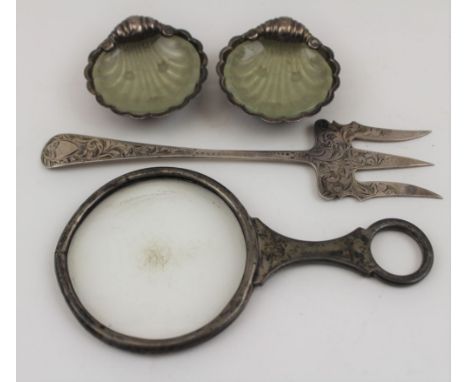 Deakin &amp; Francis Ltd. An early 20th century silver handled magnifier glass, Birmingham 1928, a late Victorian silver brea