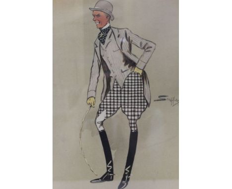 After Snaffles 'Gee-Gee' (gentlemen in equine riding attire) colour print inscribed 'To E.H. with Snaffles Compliments', 29.5