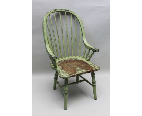 A Continental design later painted hoop and stick backed armchair with solid seat, 116cm high 