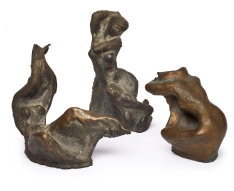 Bronzen Reinhold Ewald(1890 Hanau - 1974 Hanau) Satz von 3 versch. Akt-Studien, wohl um 1950. Dunkel patiniert. Frauenakte, i