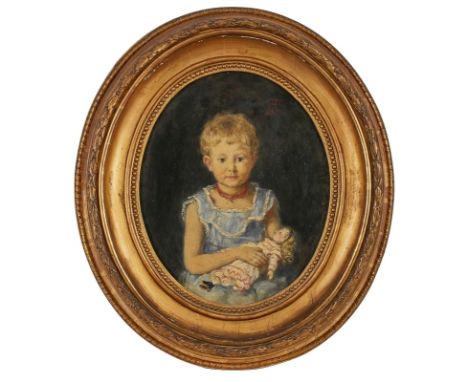 Gemälde Hans Thoma1839 Bernau - 1924 Karlsruhe "Portrait der Elisabeth Gerlach (geb. 1871) im Alter von 5 Jahren" o. re. mono