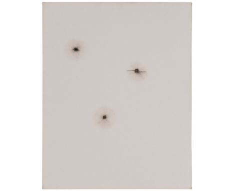 Leinwandarbeit Jochem Hendriksgeb. 1959 Schlüchtern "Concetto Kaliber 38" 2013 verso auf der Leinwand monogr., dat. u. bez. H