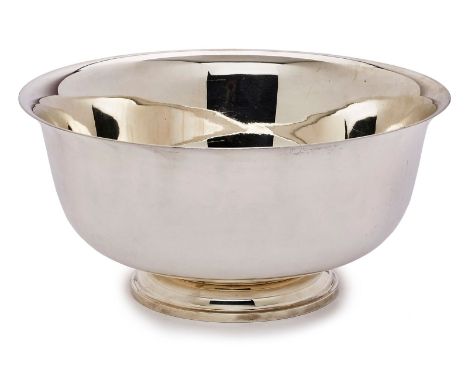 Gr. rd. Fußschale/ Bowl, Amerika um 1950.Sterlingsilber. Fa. Fisher Silversmiths, New Jersey, bez. "Paul Revere, 1768, Reprod