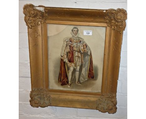 19th c. hand coloured and overpainted print portrait full length of the Duke of Wellington with attached correspondence verso
