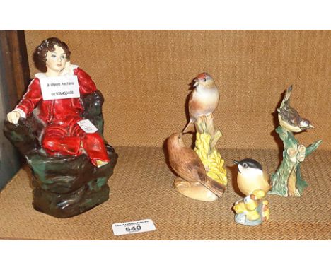 Two Royal Worcester birds and two other items