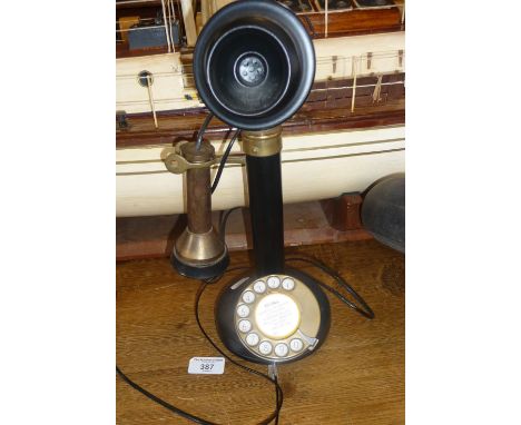 Reproduction bakelite and brass candlestick telephone