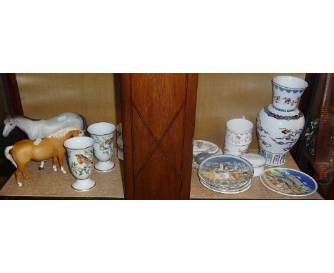Assorted china, inc. Poole Pottery, two Beswick horses (A/F), etc.