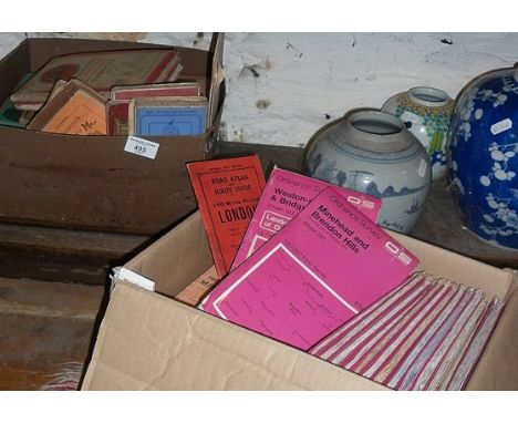 Two boxes of vintage and older fold-out road maps, inc. Ordnance Survey