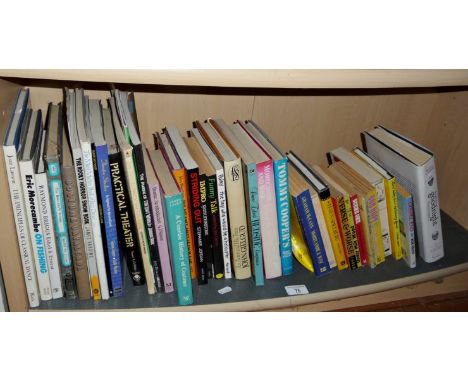 Shelf of books on comedians and TV and theatre, etc.