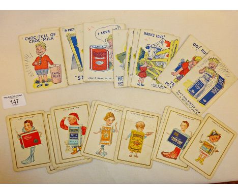 Assorted old advertising playing cards, for cigarettes and Cow &amp; Gate infant milk