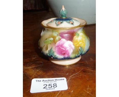 Royal Worcester James Hadley pot pourri pot with cover, c. 1900