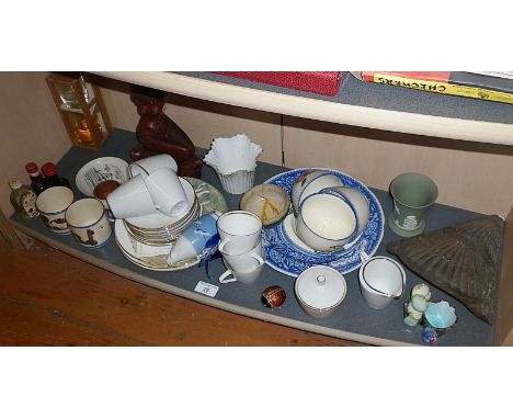 Shelf of assorted china and pottery