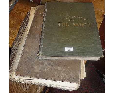Bacons "Large Excelsior Atlas of the World" and The Times Atlas (loosely bound)
