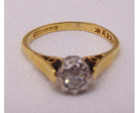 18ct yellow gold and diamond solitaire ring, approx total weight 2.4g