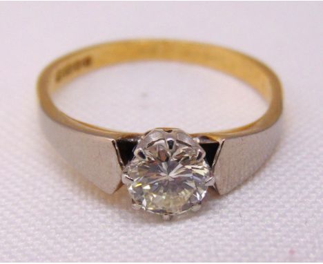 18ct white and yellow gold solitaire diamond ring, approx total weight 3.3g