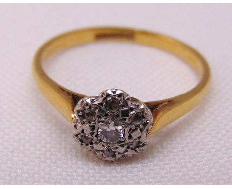 18ct yellow gold and platinum diamond ring, approx total weight 2.3g