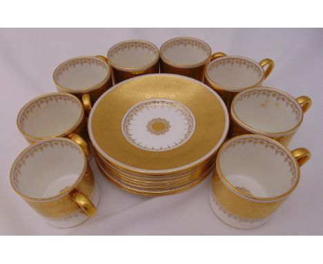 Minton gold backstamp Rare Atlantis pattern to include coffee cups and saucers (16)