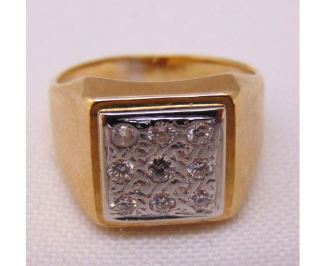 18ct yellow gold and diamond gentlemans ring, approx total weight 8.1g