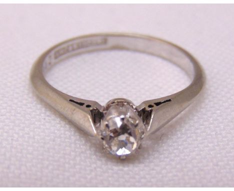 18ct white gold and platinum solitaire diamond ring, approx total weight 2.1g