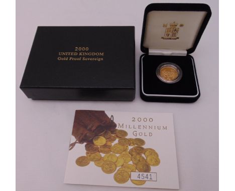 2000 gold proof sovereign in fitted packaging to include COA