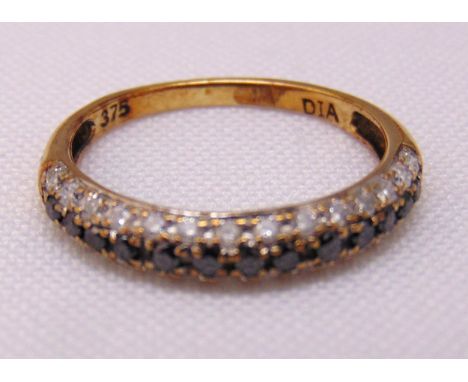 9ct yellow gold sapphire and diamond half eternity ring, approx total weight 1.8g