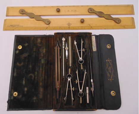 A cased geometry set and a Captain Fields Improved Parallel rule