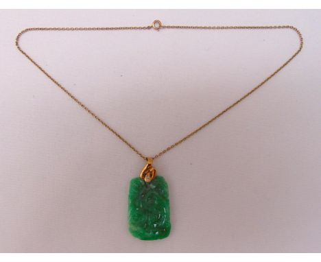 18ct gold and jade pendant on a 9ct gold chain