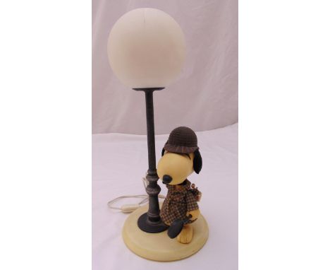 A novelty Snoopy desk lamp on raised circular base, 51cm (h)