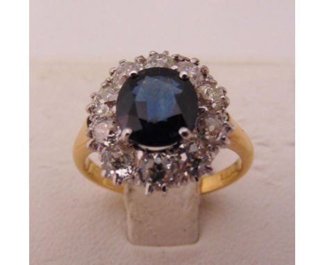 18ct yellow gold sapphire and diamond dress ring, approx total weight 4.2g