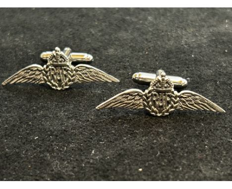 Pair of silver RAF cufflinks 