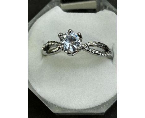 1ct Moissanite silver ring with coa 