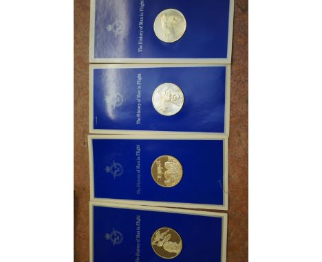 The History of man in flight 4x Silver gilt coins 