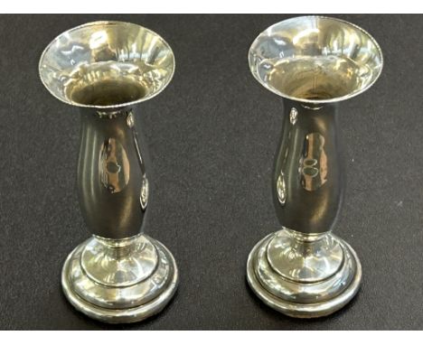 Pair of small silver stem vases 