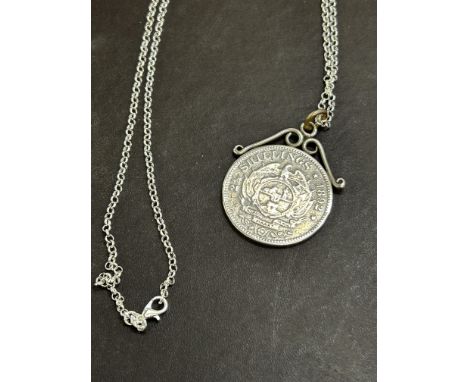 1892 South African Half Crown pendant on 925 silver chain 