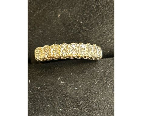 9ct Gold diamond ring Size M 1.7g 