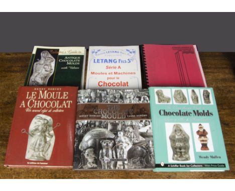 Chocolate mould reference books, The Chocolate Mould by Henry and Laure Dorchy; Chocolate Molds by Wendy Mullen; three others