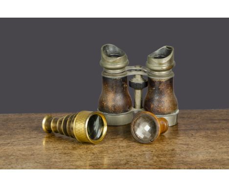 A 19th Century six-drawer monocular,  for Abraham Optician Bath, gilt brass with engine turned decoration —3½in. (9cm.) exten