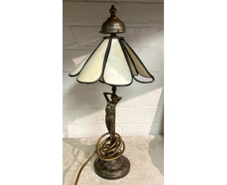 BRONZE MOREAU NEOCLASSICAL FIGURAL TABLE LAMP - SHADE IS A/F - SIGNED - 47 CMS (H) APPROX