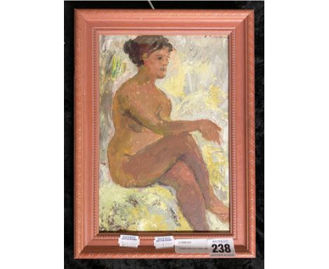 VINAR KNYJOV 1930-2005 'THE ARTIST'S MODEL' OIL ON BOARD - 25 X 17 CMS APPROX