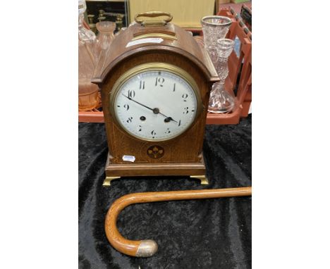FRENCH MANTLE CLOCK &amp; WALKING STICK WITH SILVER