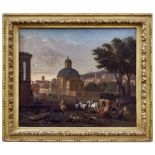 Lint, Hendrik Frans van (Attrib.): Capriccio einer italienischen Landschaft mit Architektur und Reis