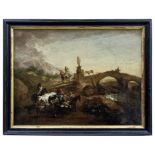 Berchem, Nicolaes - Kreis des: Italienische Landschaft mit Brücke