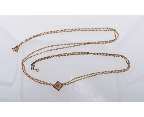Lange Kette 20. Jh. Feine Ankergliederkette, verschiebbares Quadratglied mit kleinem Opal und Saatperlen. Unedel. Ges. L. ca.