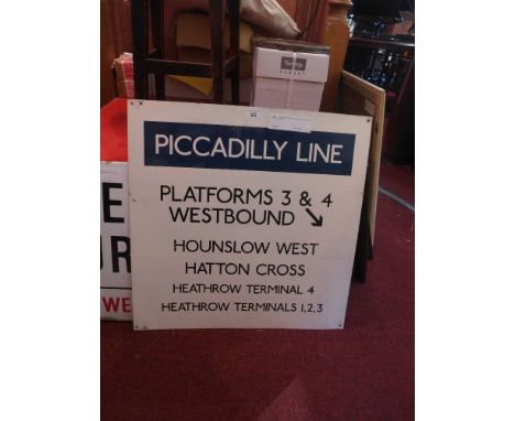 A vintage enamelled London Underground Picadilly Line sign 