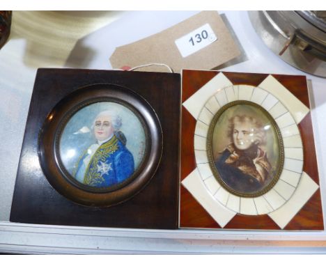 A portrait miniature of an 18th century officer in blue jacket, signed L.Deuziot together with another similar 